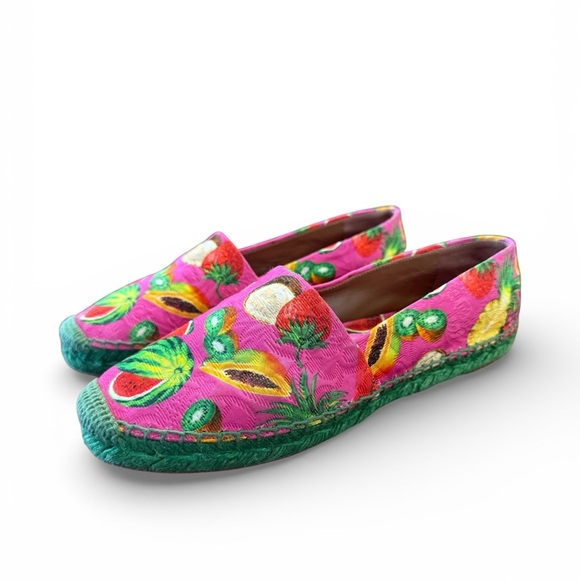 Dolce & Gabbana Shoes - Dolce & Gabbana Pink Vibrant Colorful Tropical Fruit Espadrilles EU 38 US 8